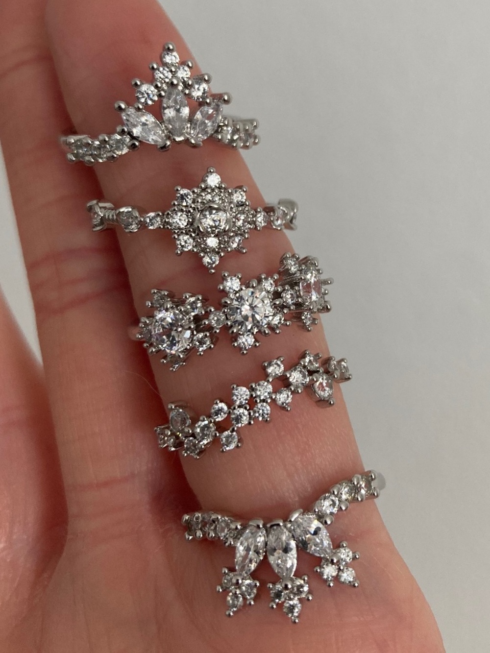 Vanessa Mooney SZ6 Ring SET Silver Stackable layering cocktail Rings Silver NEW